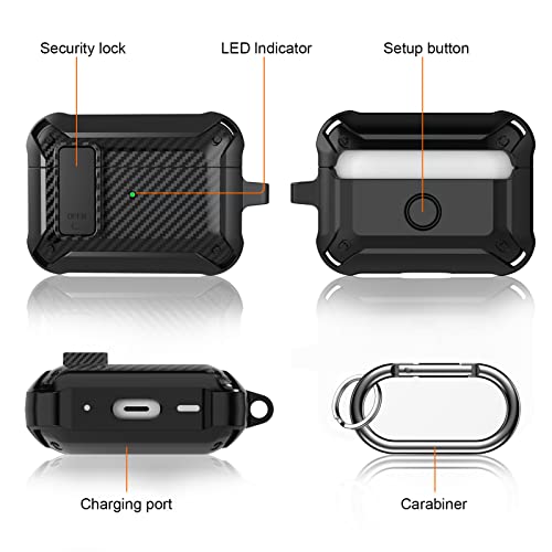 Lopnord Case for Airpods Pro Case Cover with Lock Lid, Protective Cover Compatible with Airpod Pro Case for Men Women, Shockproof Rugged Shell for Air Pods Pro Charging Case (AirPod Pro Not Included)