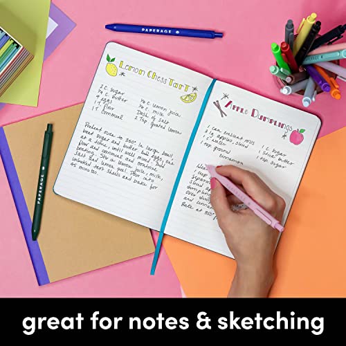 PAPERAGE Lined Journal Notebook, (Black), 160 Pages, Medium 5.7 inches x 8 inches - 100 GSM Thick Paper, Hardcover