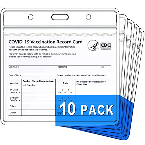 CDC Vaccine Card Protector 4 X 3 Inches Vaccination Card Protector Vaccine Cards Holder Clear Vinyl Plastic Sleeve with Waterproof Type Resealable Zip (10 PC)