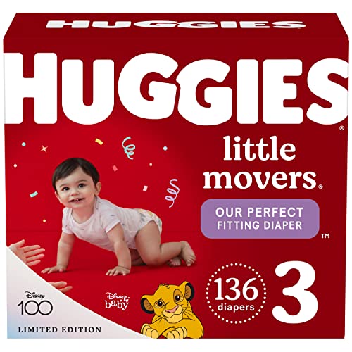 HUGGIES, Baby Diapers Ct Little Movers, White, Size 3 , 136 Count