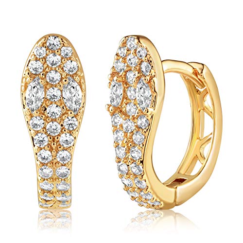 FREEMVMT 18K Gold Plated Snake Earrings with AAA Cubic Zirconia