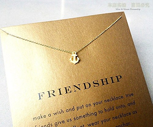LANG XUAN Friendship Anchor Compass Necklace Good Luck Elephant Pendant Chain Necklace with Message Card Gift Card