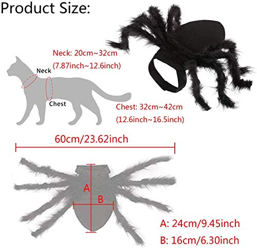 Halloween Spider Costume for Dog Cat, Halloween Pet Costume Halloween Decorations, Spider Decor Halloween Party Supply, Spider Cosplay Costumes With Adjustable Velcro for Small Medium Dogs and Cats