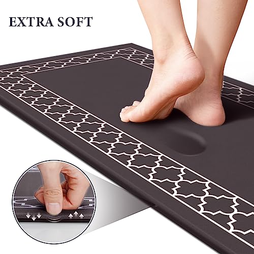 LuxStep Kitchen Mat Set of 2 Anti Fatigue Mat, Non Slip Kitchen Rugs and Mats Waterproof Memory Foam Kitchen Rug, Standing Desk Mat Floor Mats for House,Sink,Office,Kitchen (Chocolate)