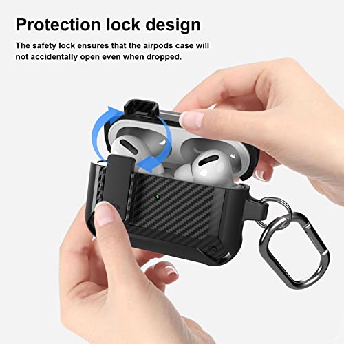 Lopnord Case for Airpods Pro Case Cover with Lock Lid, Protective Cover Compatible with Airpod Pro Case for Men Women, Shockproof Rugged Shell for Air Pods Pro Charging Case (AirPod Pro Not Included)