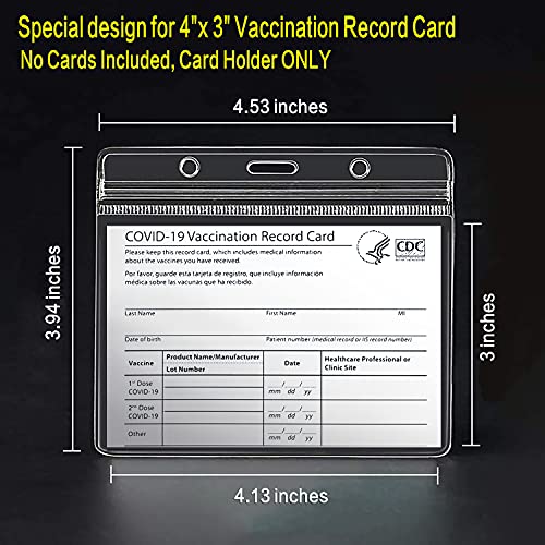 CDC Vaccine Card Protector 4 X 3 Inches Vaccination Card Protector Vaccine Cards Holder Clear Vinyl Plastic Sleeve with Waterproof Type Resealable Zip (10 PC)