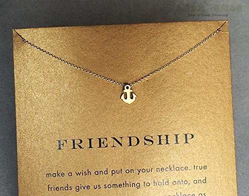 LANG XUAN Friendship Anchor Compass Necklace Good Luck Elephant Pendant Chain Necklace with Message Card Gift Card