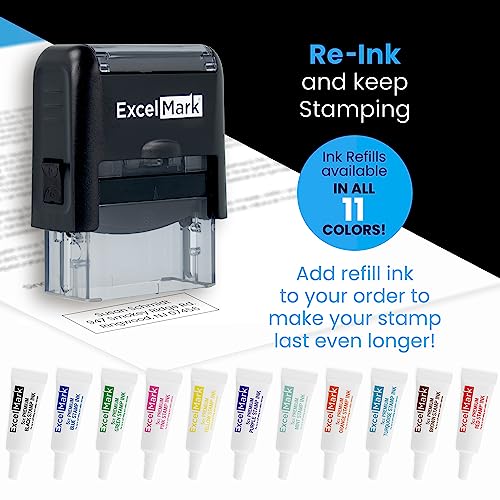 Custom Self-Inking Stamp - Up to 3 Lines - 11 Color Choices and 17 Font Choices