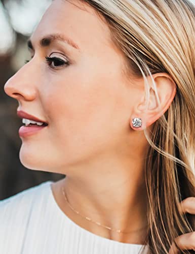 IMOLOVE Moissanite Stud Earrings with 0.6ct-3ct DEF Color Round Cut Lab Created Diamond Earrings in Sterling Silver with 18K White Gold Plated for Women Men-2