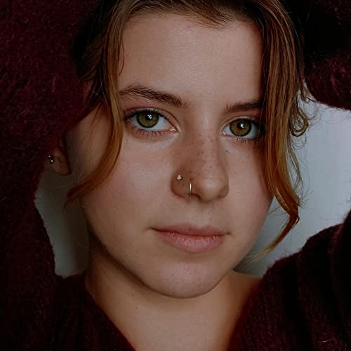 20G 16Pcs Stainless Steel Stud Nose Ring CZ L Shape Nose Body Piercing for Womens Mens (20G, Pin Length 6.5mm L)