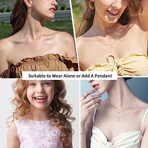 Jewlpire 925 Sterling Silver Chain Necklace Chain for Women Girls 1.1mm Cable Chain Necklace Upgraded Spring-Ring Clasp - Thin & Sturdy - Italian Quality 18 Inch