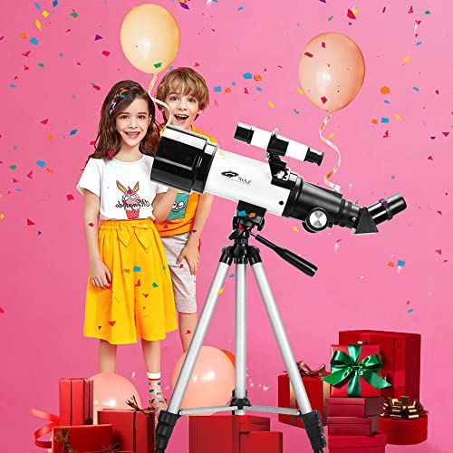 OYS Telescope, Telescopes for Adults, 70mm Aperture 400mm AZ Mount, Telescope for Kids Beginners, Fully Multi-Coated Optics, Astronomy Refractor Travel Scope with Tripod, Phone Adapter, Backpack