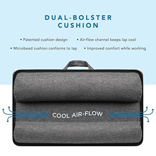 LapGear Home Office Lap Desk with Device Ledge, Mouse Pad, and Phone Holder - Black Carbon - Fits Up to 15.6 Inch Laptops - Style No. 91588