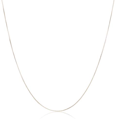 Amazon Collection Sterling Silver Thin 0.6mm Box Chain Necklace, 18"