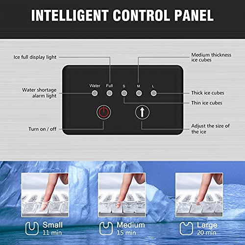 OYLUS Commercial Ice Maker Machine, 70lbs/24H Stainless Steel Freestanding Ice Machine With 17LBS Ice Storage Capacity, 32 Ice Cubes Within One Cycle Of 11-20 Mins For Home Party, Bar, Cafe and Office