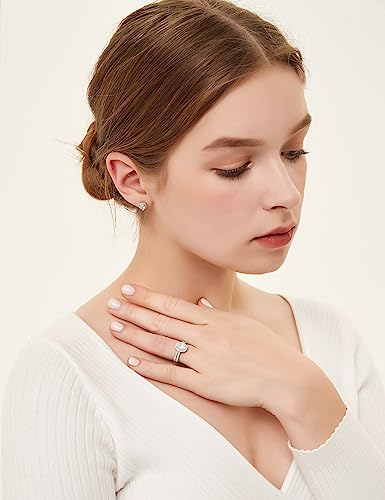 EAMTI 1.25CT 925 Sterling Silver Cubic Zirconia Bridal Rings Sets Oval Cut CZ Engagement Rings Wedding Band for Women Size 10