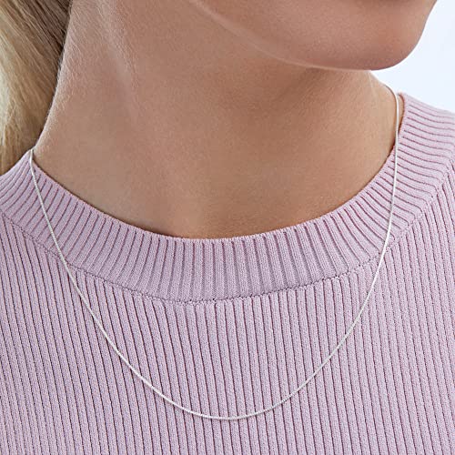 Amazon Collection Sterling Silver Thin 0.6mm Box Chain Necklace, 18"