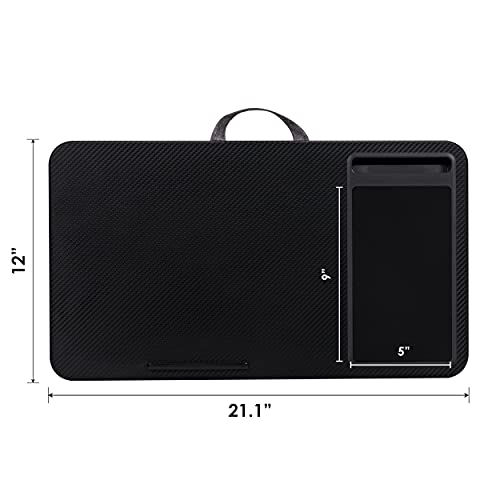 LapGear Home Office Lap Desk with Device Ledge, Mouse Pad, and Phone Holder - Black Carbon - Fits Up to 15.6 Inch Laptops - Style No. 91588