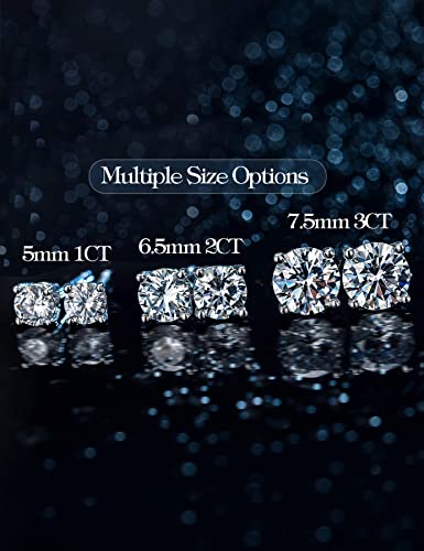 IMOLOVE Moissanite Stud Earrings with 0.6ct-3ct DEF Color Round Cut Lab Created Diamond Earrings in Sterling Silver with 18K White Gold Plated for Women Men-2
