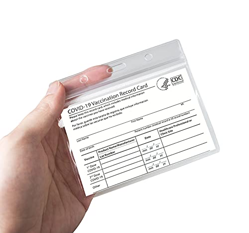 CDC Vaccine Card Protector 4 X 3 Inches Vaccination Card Protector Vaccine Cards Holder Clear Vinyl Plastic Sleeve with Waterproof Type Resealable Zip (10 PC)
