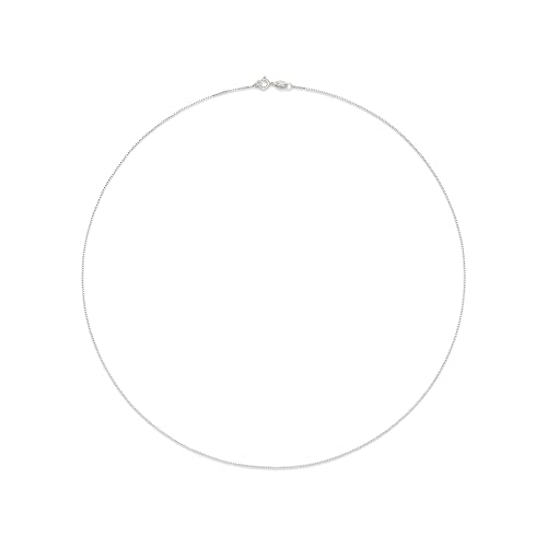 Amazon Collection Sterling Silver Thin 0.6mm Box Chain Necklace, 18"