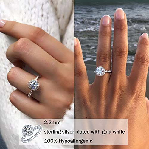 IMOLOVE Moissanite Engagement Rings for Women Wedding Rings 1.64ct D Color VVS1 Clarity Round Cut Moissanite Ring in Sterling Silver plated with 18K Gold-6.5