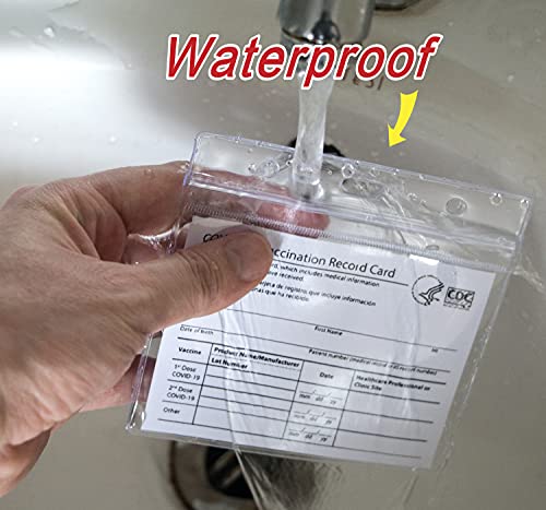 CDC Vaccine Card Protector 4 X 3 Inches Vaccination Card Protector Vaccine Cards Holder Clear Vinyl Plastic Sleeve with Waterproof Type Resealable Zip (10 PC)