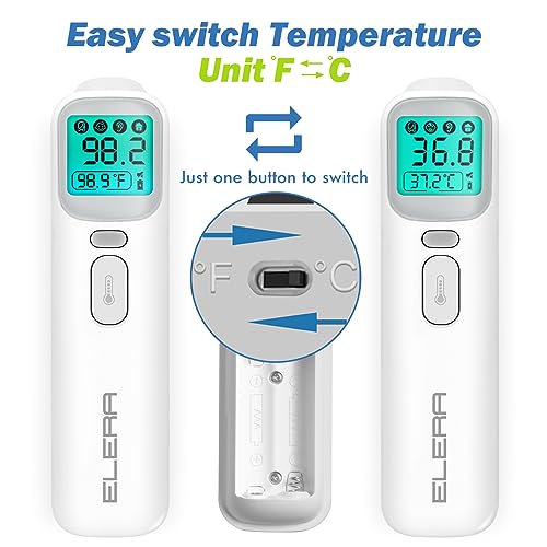 Infrared Forehead Thermometer for Adults, ELERA No Touch Infrared Thermometer for Adult and Baby, Instant Read Head Thermometer with Non Contact. Touchless Thermometer for Fever for Humans, Offices
