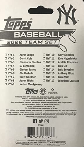 New York Yankees Topps Factory Sealed Team Set GIFT LOT Including the 2022 and 2018 Limited Edition 17 Card Sets