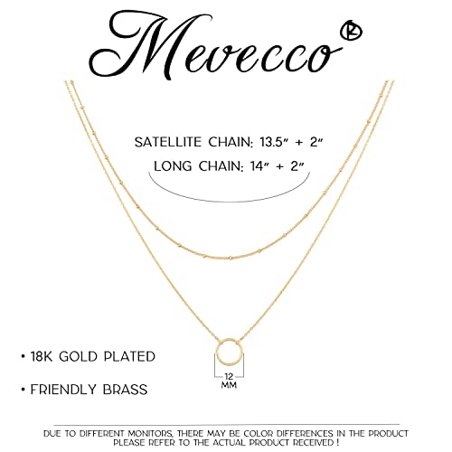 Mevecco Gold Layered Choker Necklace for Women,18K Gold Plated Cute Dainty Karma Round Circle Disc Charm Small Beaded Satellite Chain Minimalist Choker Necklace for Girls
