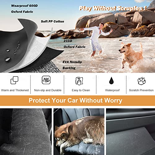 Dog Car Seat Cover for Back Seat, Waterproof Dogs Hammock with Mesh Window and Pet Seat Belt, Back Seat Protector for Cars, Trucks, SUVs, Jeep