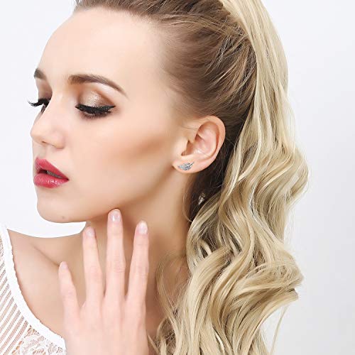 32 Pair Stainless Steel White Rose Gold Plated Cute Animal Cat Elephant Star Geometric CZ Faux Pearl Snowflakes Twise Geometric Peace Sign Symbol Small Statement Stud Earring Set for Girls Women