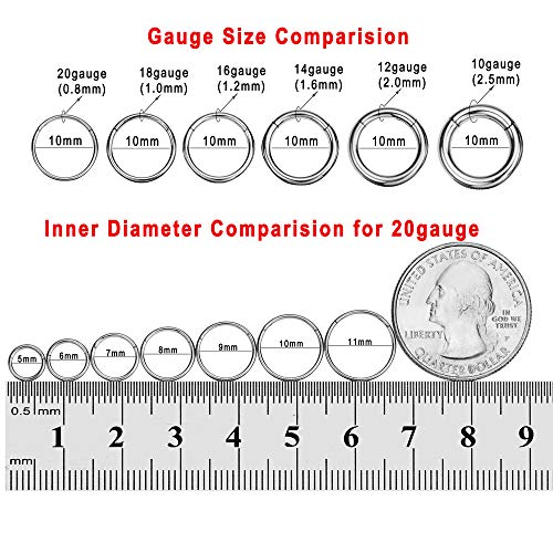 FANSING 8mm Septum Ring Septum Jewelry Seamless Septum Clicker Nose Rings 18 Gauge Nose Ring Hoop 18g Cartilage Earring Lip Rings Silver Nose Hoop Surgical Steel Helix Earrings Nose Piercing Jewelry