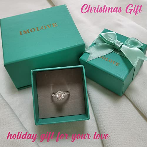IMOLOVE Moissanite Engagement Rings for Women Wedding Rings 1.64ct D Color VVS1 Clarity Round Cut Moissanite Ring in Sterling Silver plated with 18K Gold-6.5