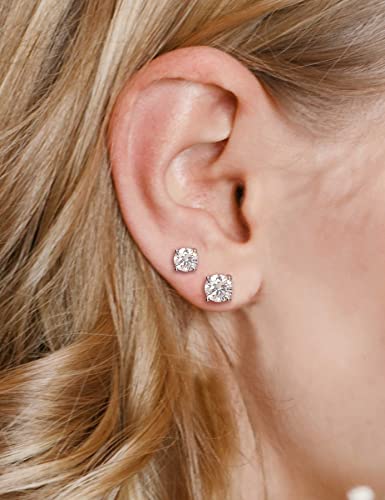 IMOLOVE Moissanite Stud Earrings with 0.6ct-3ct DEF Color Round Cut Lab Created Diamond Earrings in Sterling Silver with 18K White Gold Plated for Women Men-2