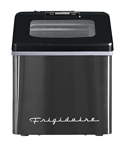 Frigidaire EFIC452-SSBLACK XL Maker, Makes 40 Lbs. of Clear Square Ice Cubes A Day, Black Stainless