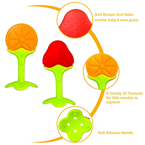 Baby-Teething-Toys (4 Pack)- Banana Teether Toy ï¼Silicone Baby Teethers with Storage Case/BPA-Free Teether Set for Boys & Girls