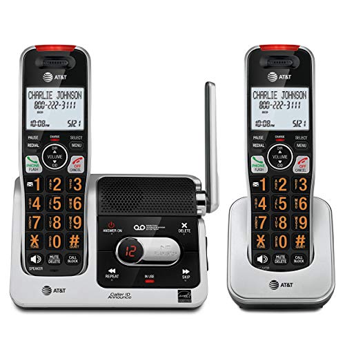 AT&T BL102-2 DECT 6.0 2-Handset Cordless Phone for Home with Answering Machine, Call Blocking, Caller ID Announcer, Audio Assist, Intercom, and Unsurpassed Range