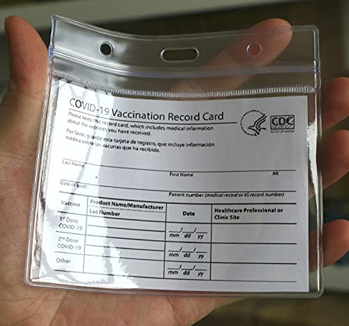 CDC Vaccine Card Protector 4 X 3 Inches Vaccination Card Protector Vaccine Cards Holder Clear Vinyl Plastic Sleeve with Waterproof Type Resealable Zip (10 PC)