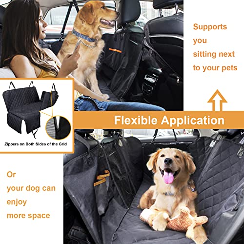 Dog Car Seat Cover for Back Seat, Waterproof Dogs Hammock with Mesh Window and Pet Seat Belt, Back Seat Protector for Cars, Trucks, SUVs, Jeep