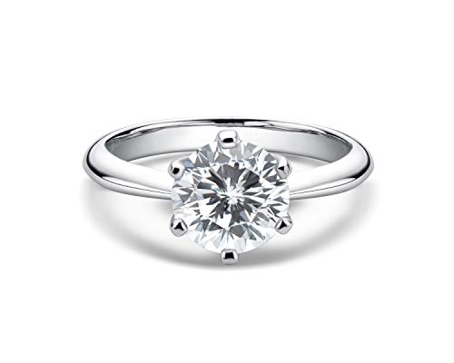 WOAINI Moissanite Engagement Ring for Women, 2 Carat Round Cut Sterling Silver Wedding Band Brilliant Solitaire Infinty Ring for Promise, Anniversary, Wife (4)