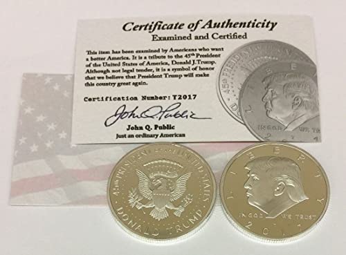 2017 President Donald Trump Inaugural Silver EAGLE Commemorative Novelty Coin 38mm. 45th President of the United States of America CERTIFICATE OF AUTHENTICITY