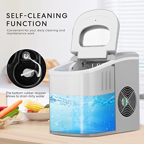 VIVOHOME Electric Portable Compact Countertop Automatic Ice Cube Maker Machine with Hand Scoop and Self Cleaning Function 26lbs/Day Silver