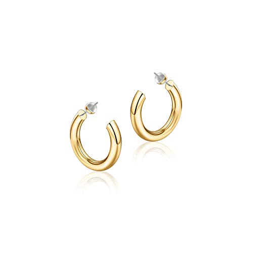 Gold Hoop Earrings for Women, 14K Gold Plated Lightweight Chunky Open Hoops 20mm Gold Hoop Earrings for Women