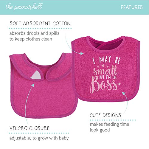 The Peanutshell Terry Bib Set for Baby Girls, 8 Pack for Feeding, Teething, & Drooling