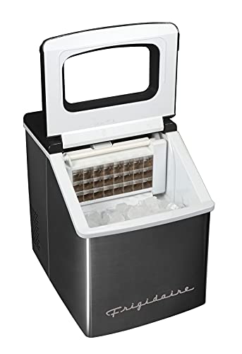 Frigidaire EFIC452-SSBLACK XL Maker, Makes 40 Lbs. of Clear Square Ice Cubes A Day, Black Stainless