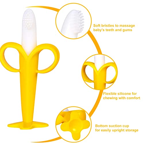 Baby-Teething-Toys (4 Pack)- Banana Teether Toy ï¼Silicone Baby Teethers with Storage Case/BPA-Free Teether Set for Boys & Girls