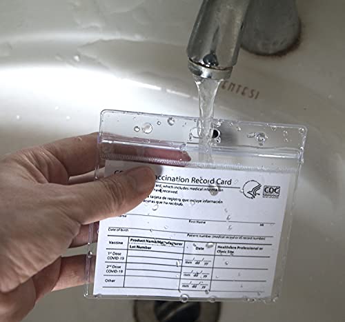CDC Vaccine Card Protector 4 X 3 Inches Vaccination Card Protector Vaccine Cards Holder Clear Vinyl Plastic Sleeve with Waterproof Type Resealable Zip (10 PC)