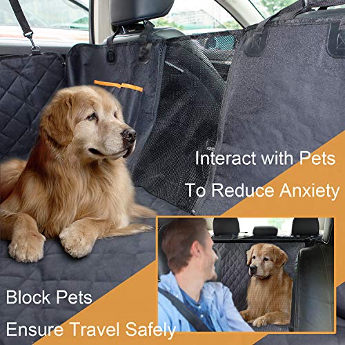 Dog Car Seat Cover for Back Seat, Waterproof Dogs Hammock with Mesh Window and Pet Seat Belt, Back Seat Protector for Cars, Trucks, SUVs, Jeep