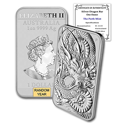 2019 - Present 1oz Silver Bar Australia Perth Mint Dragon Series Coin $1 Brilliant Uncirculated